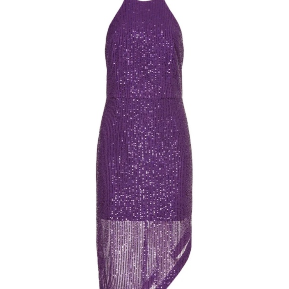 NWOT TOCCIN Sequin Asymmetric Dress Purple - Size 2 - Picture 4 of 5